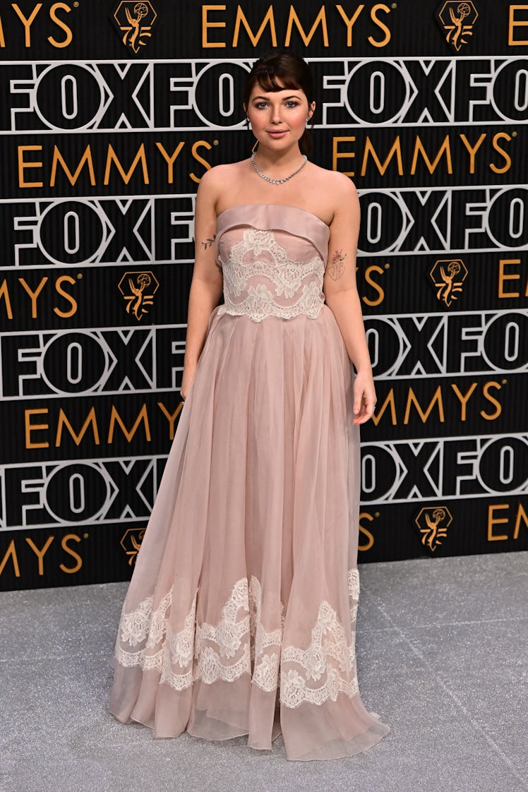 US actress Sammi Hanratty arrives for the 75th Emmy Awards 