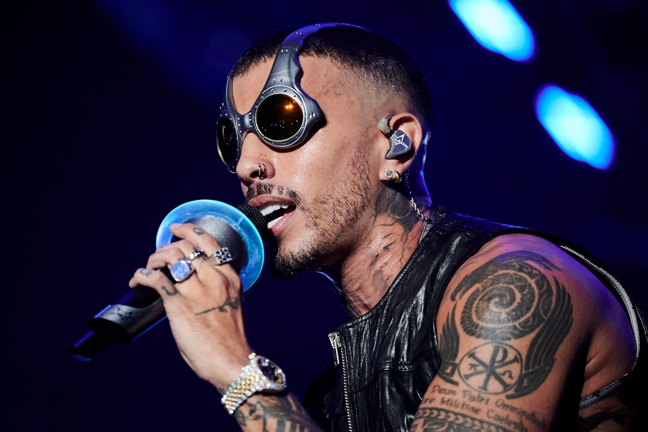 MADRID, SPAIN - SEPTEMBER 10: Puerto Rican singer Rauw Alejandro performs on stage during the Saturn...