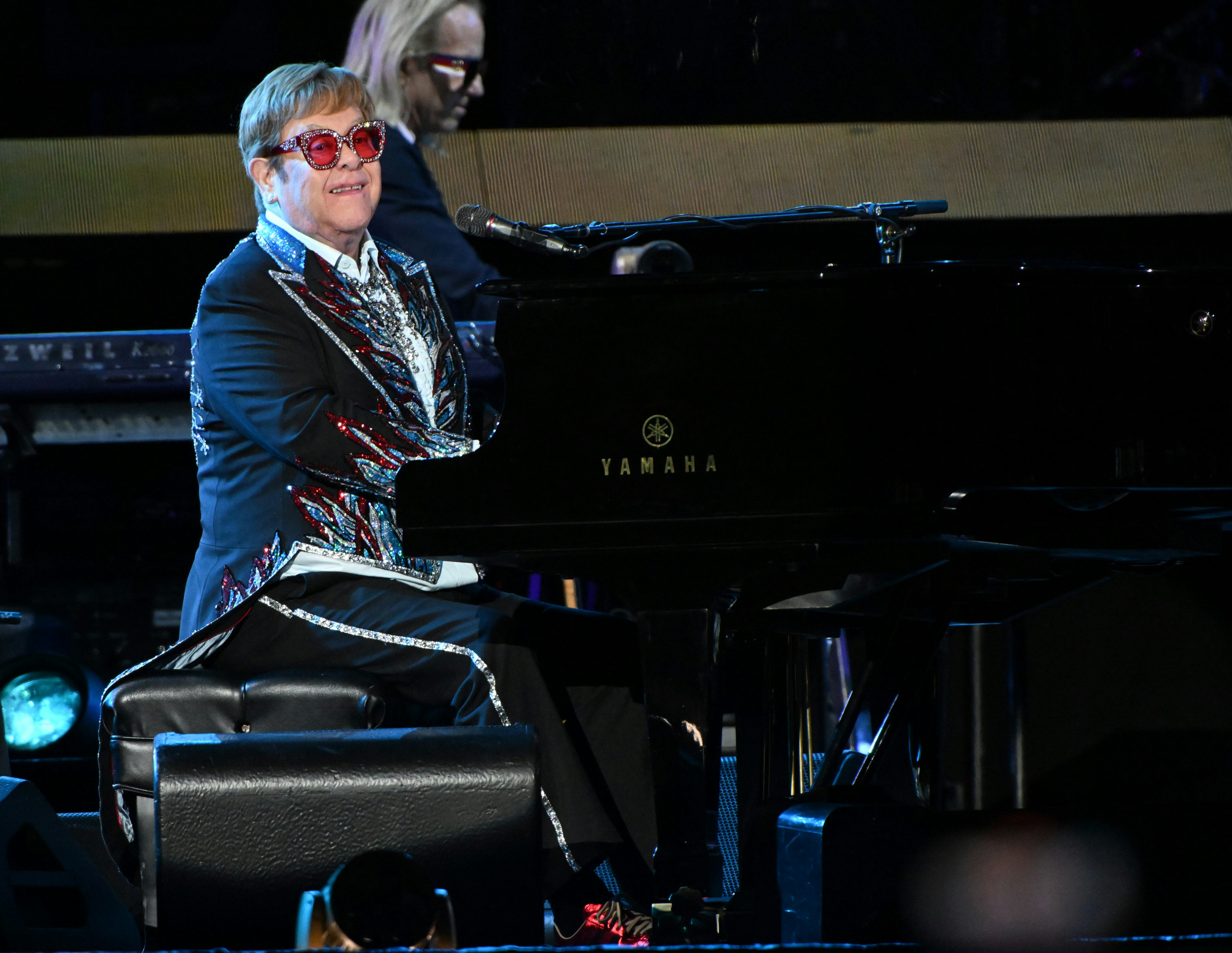 Elton John performs at Dodger Stadium