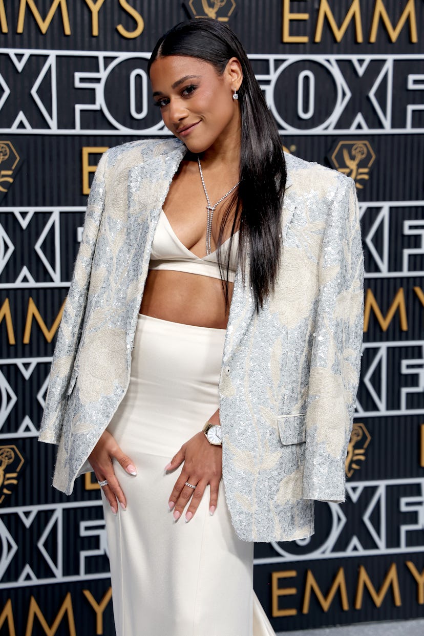 Ariana DeBose wore angled French tip nails at the 2024 Emmy Awards.