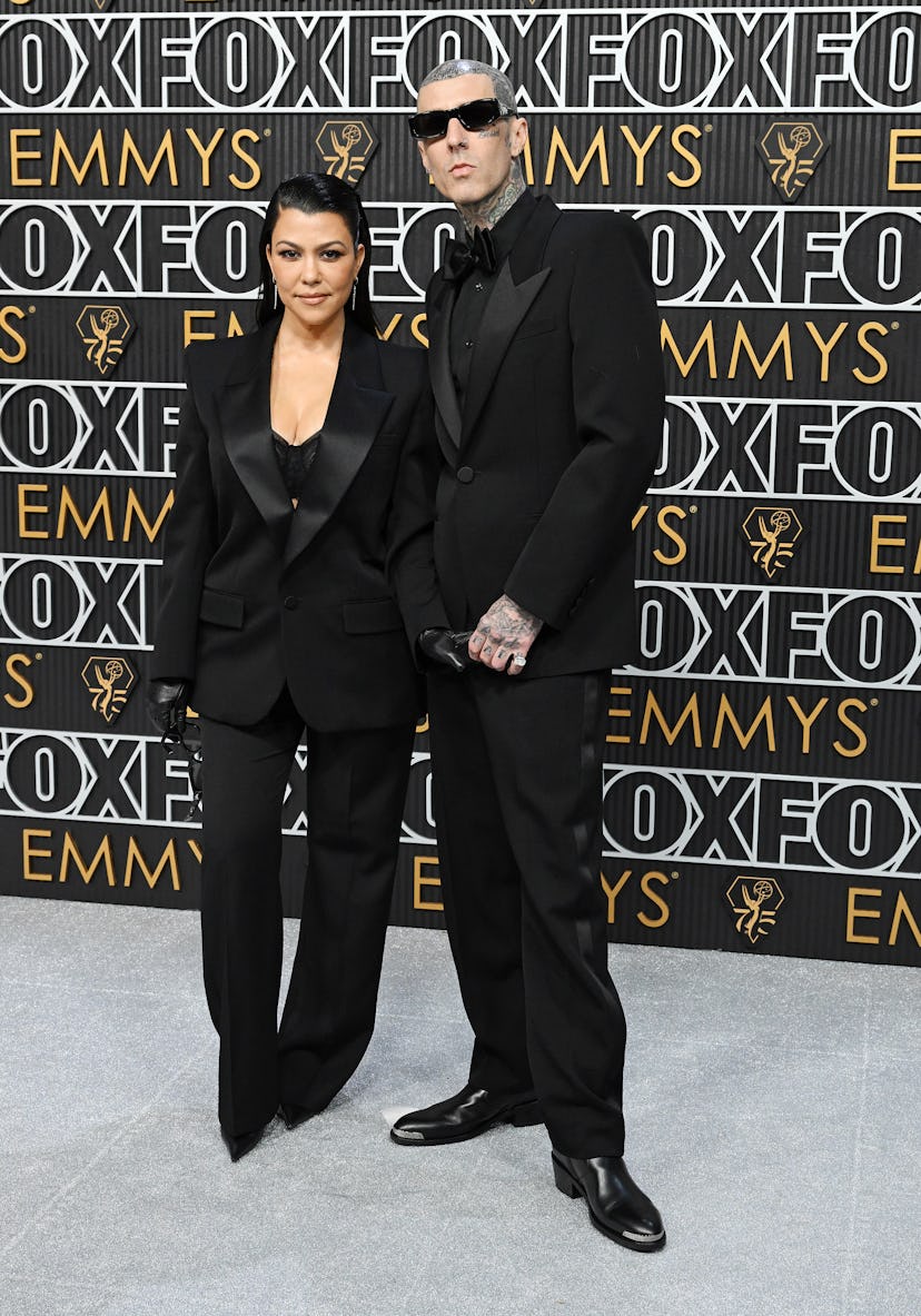 Kourtney Kardashian and Travis Barker at the 75th Primetime Emmy Awards held at the Peacock Theater ...