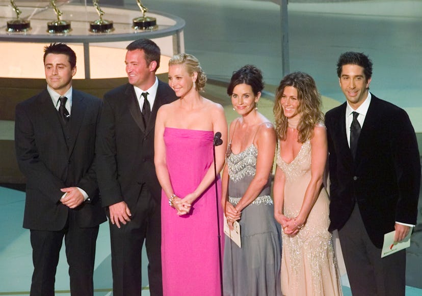 The "Friends" cast Matt LeBlanc, Matthew Perry, Lisa Kudrow, Courteney Cox-Arquette, Jennifer Anisto...