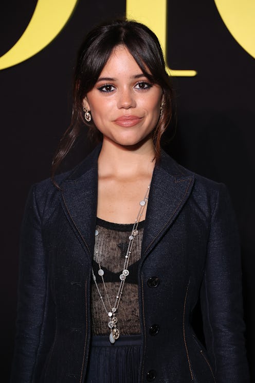 Jenna Ortega wears a see-through top at the Christian Dior Womenswear Spring/Summer 2024 show.