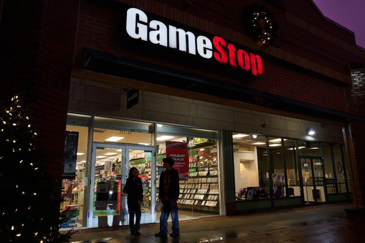 Shoppers outside of a GameStop store in the Queens.