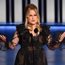 Outstanding Supporting Actress in a Drama Series Jennifer Coolidge, The White Lotus, speaks on stage...