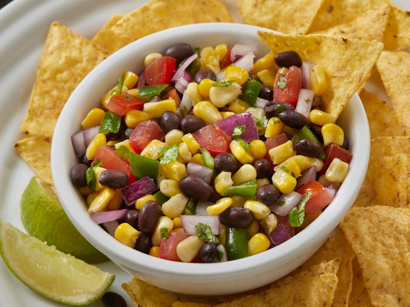 Avocado, Black Bean And Corn Salsa with Tomato, Jalapeno, Spanish Onion, Fresh Cilantro and Tortill...