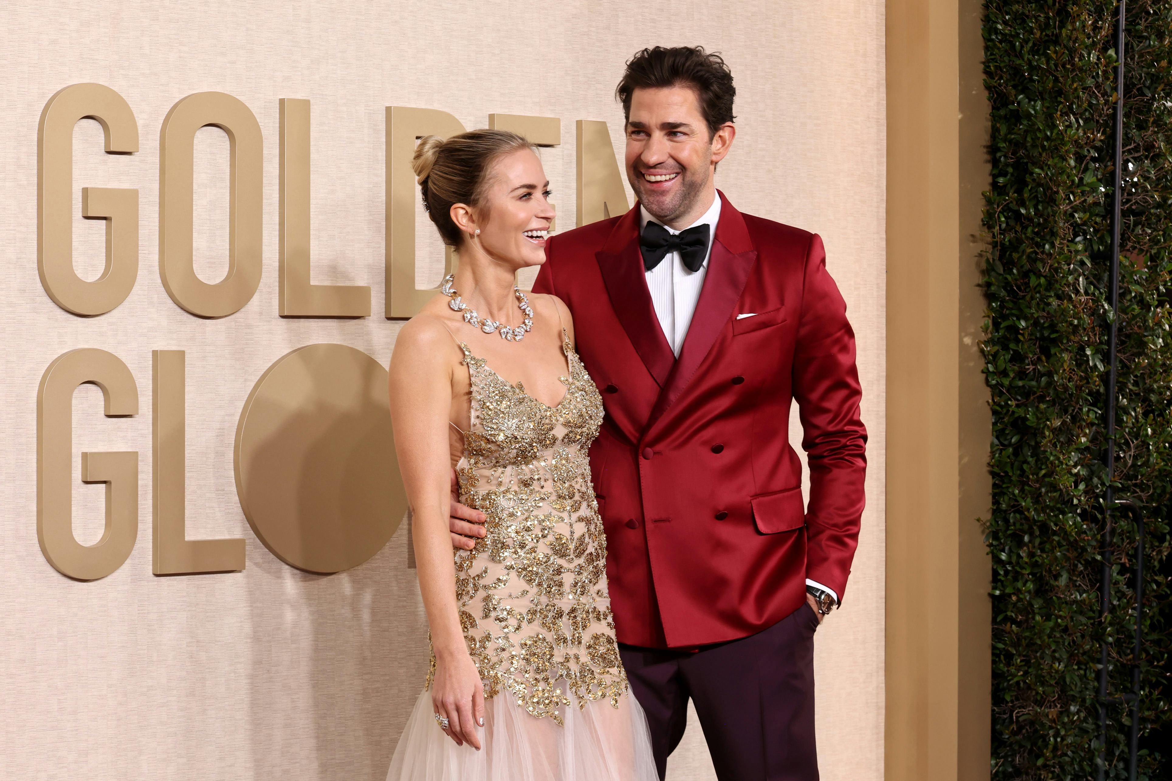 Emily Blunt and John Krasinski attend the 81st Annual Golden Globe Awards.