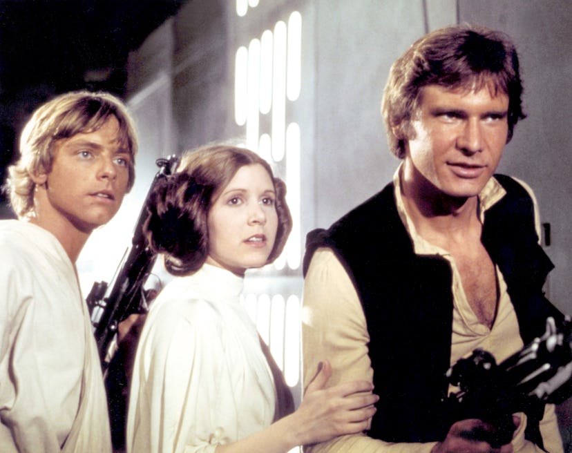 Mark Hamill, Carrie Fisher and Harrison Ford in 'Star Wars'