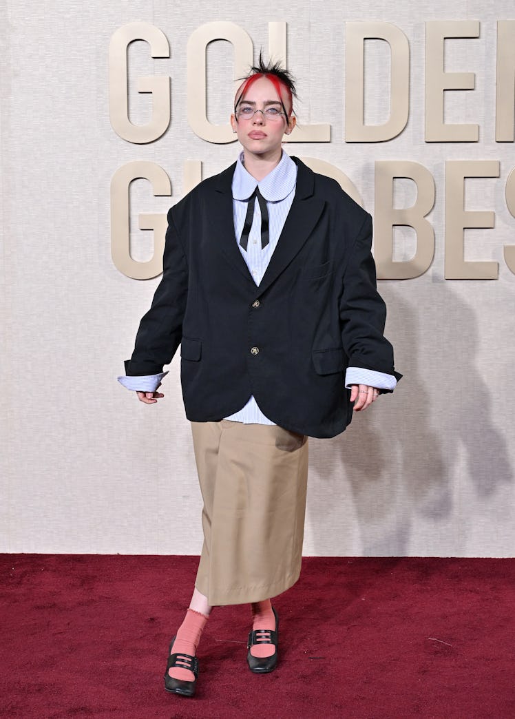 Billie Eilish attends the 81st Annual Golden Globe Awards at The Beverly Hilton on January 07, 2024 ...