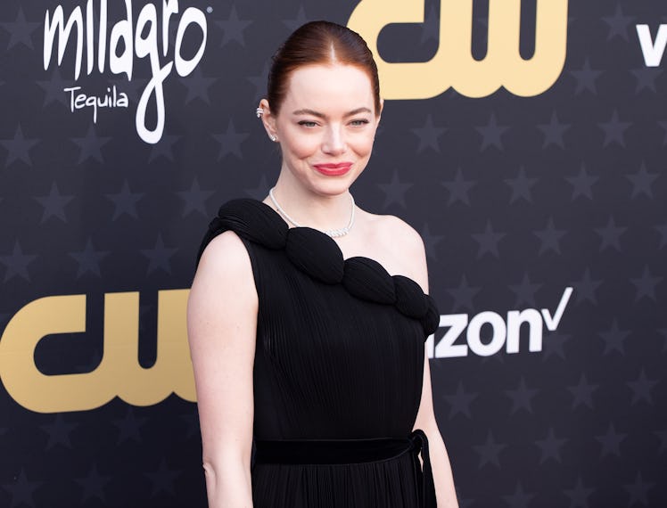 Emma Stone attends the 29th Annual Critics Choice Awards at Barker Hangar on January 14, 2024 in San...