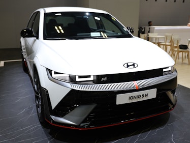 A Hyundai Ioniq 5 N electric vehicle during the Singapore Motorshow in Singapore, on Thursday, Jan. ...