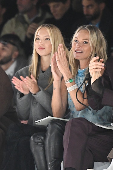 Lila Moss and Kate Moss attend the Dior Homme Menswear Fall/Winter 2024-2025 show as part of Paris F...