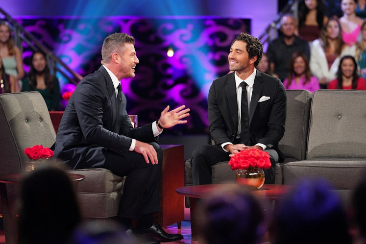 Joey Graziadei of 'The Bachelor' talks to host Jesse Palmer