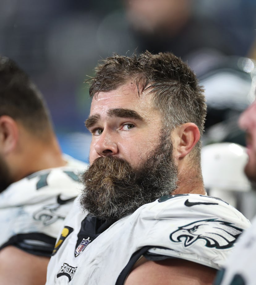 SEATTLE, WASHINGTON - DECEMBER 18: Jason Kelce #62 of the Philadelphia Eagles looks on in the second...