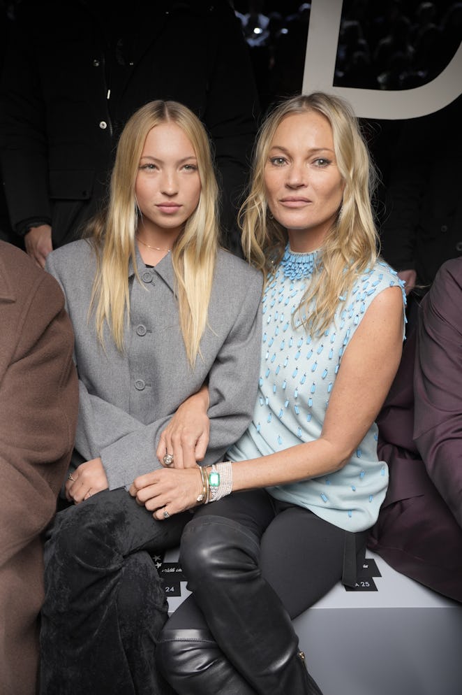 Lila Moss and Kate Moss at Dior Men's Fall 2024 as part of Paris Men's Fashion Week held at École Mi...