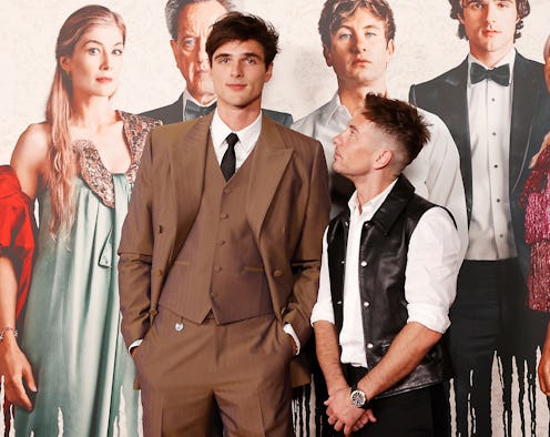 Australian actor Jacob Elordi (L) and Irish actor Barry Keoghan arrive for the Los Angeles premiere ...