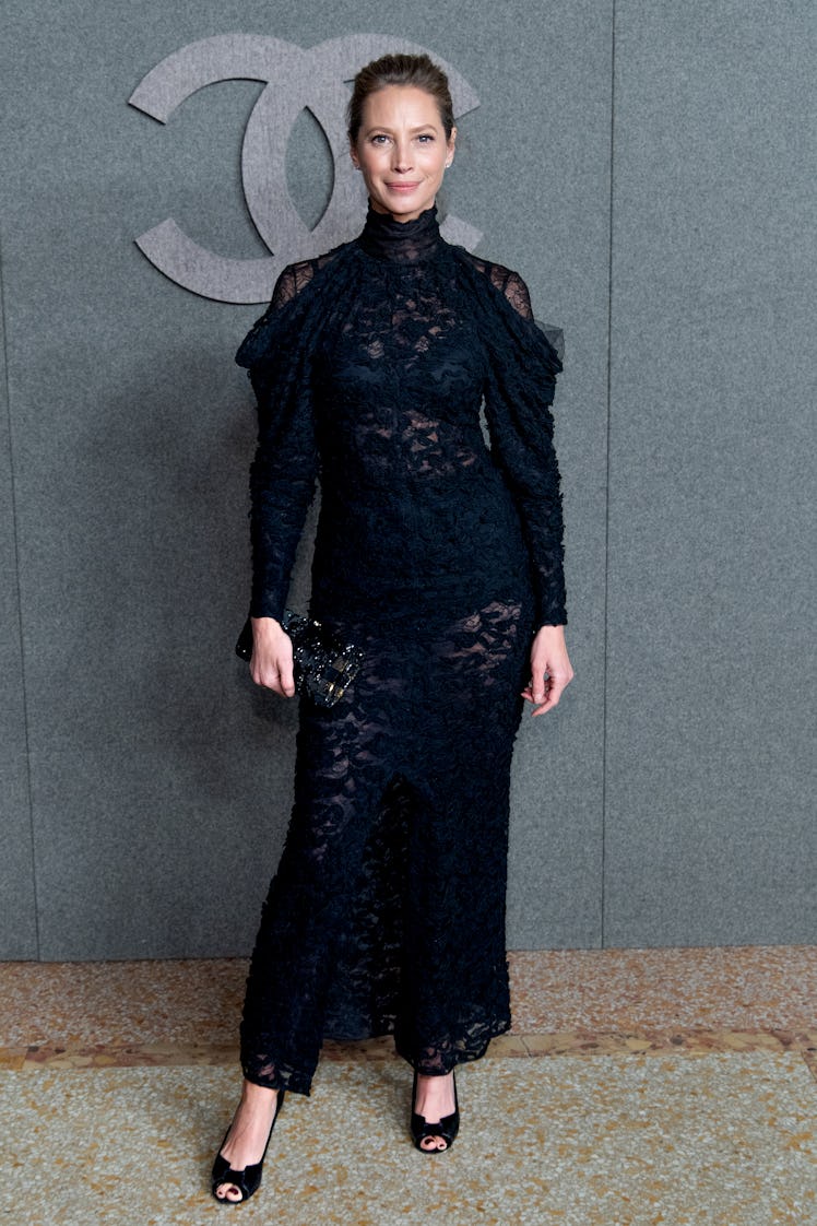 Christy Turlington attends the Chanel Metiers D'Art 2018/19 Show at The Metropolitan Museum of Art o...