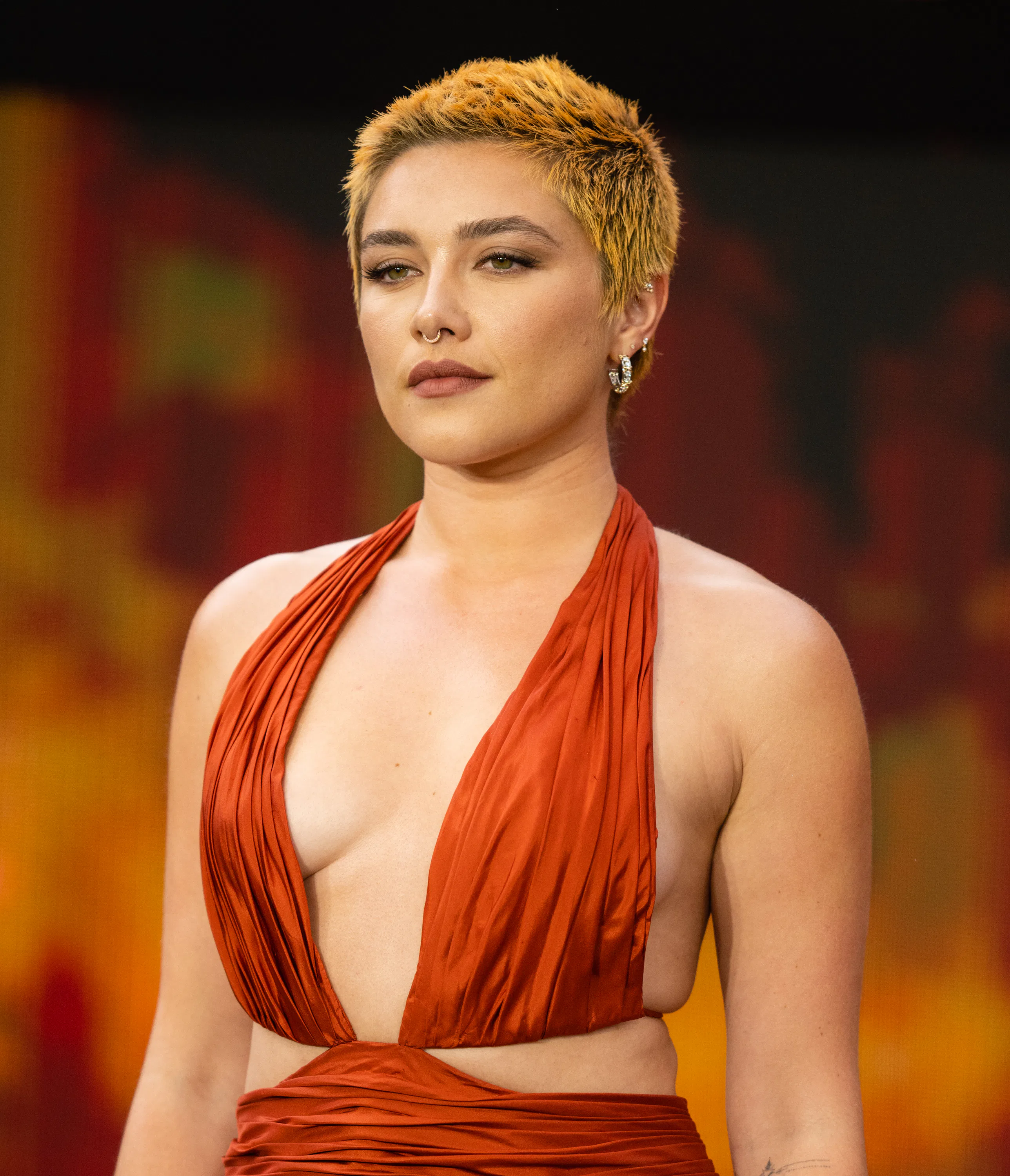 LONDON, ENGLAND - JULY 13: Florence Pugh attends the "Oppenheimer" UK Premiere at Odeon Luxe Leicest...