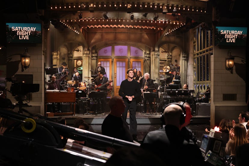 Jacob Elordi takes "audience" questions while hosting 'SNL' on Jan. 20, 2024. -- (Photo by: Will Hea...