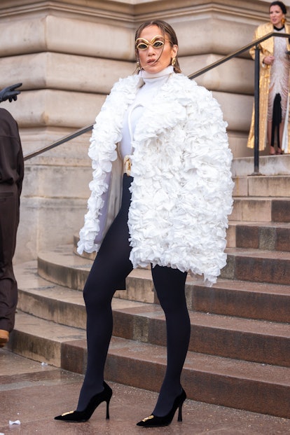 PARIS, FRANCE - JANUARY 22: Jennifer Lopez attends the Schiaparelli Haute Couture Spring/Summer 2024...