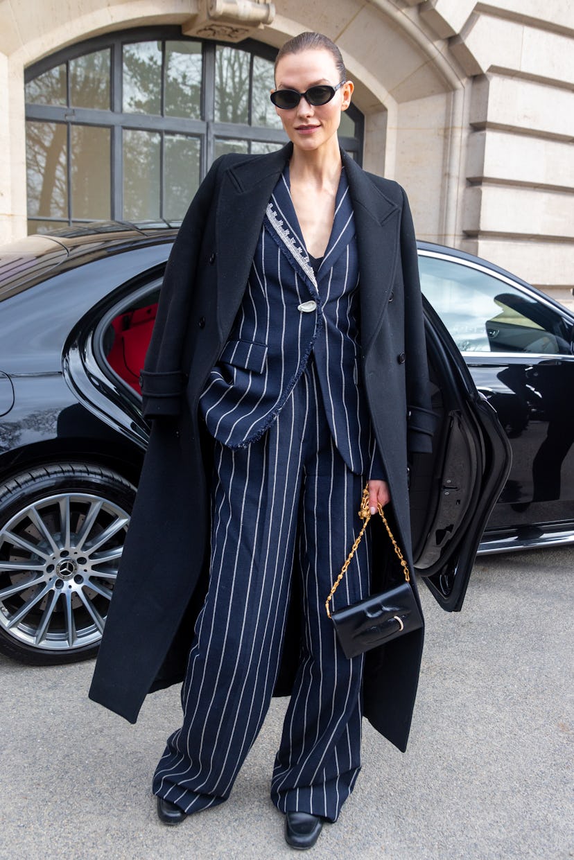 PARIS, FRANCE - JANUARY 22: Karlie Kloss attends the Schiaparelli Haute Couture Spring/Summer 2024 s...