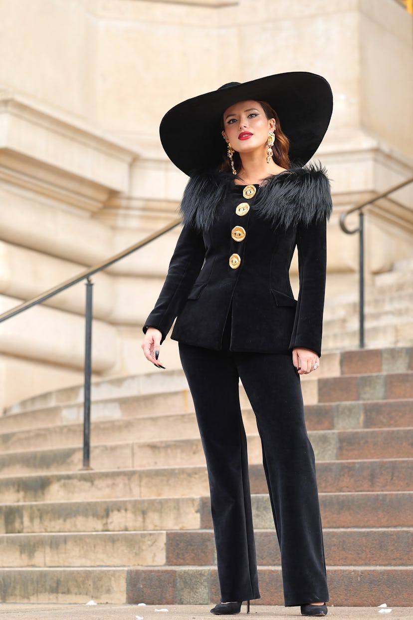 PARIS, FRANCE - JANUARY 22: Bella Thorne attends the Schiaparelli Haute Couture Spring/Summer 2024 s...