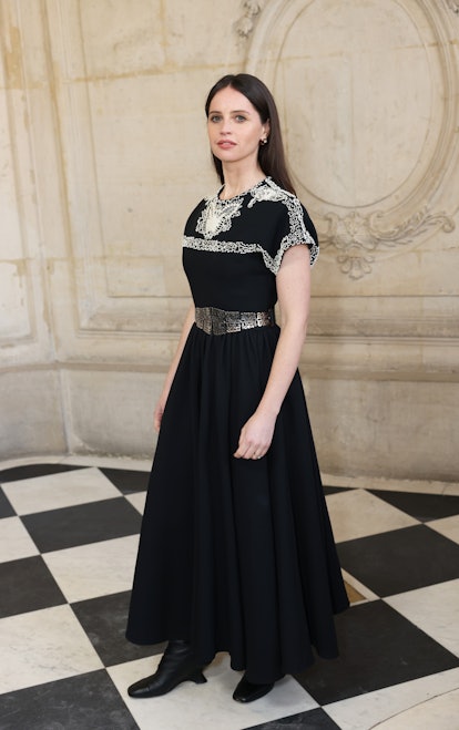 PARIS, FRANCE - JANUARY 22: Felicity Jones attends the Dior Haute Couture show during Paris Fashion ...