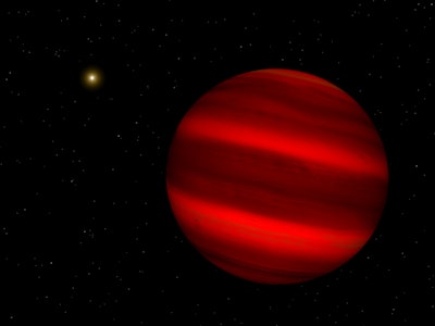 Artist's concept of how the brown dwarf Gliese 229 b might appear from a distance of about a half mi...