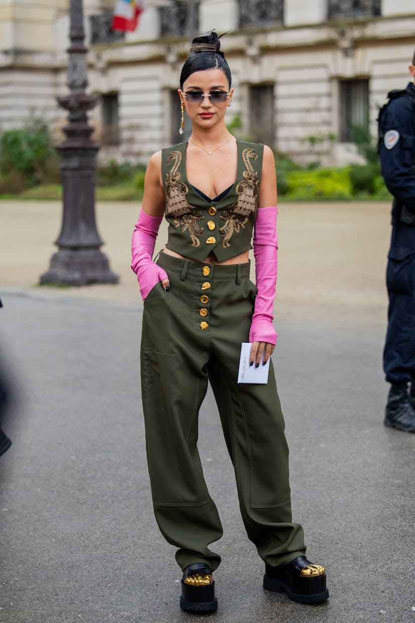 guest at Schiaparelli at Haute Couture Week 