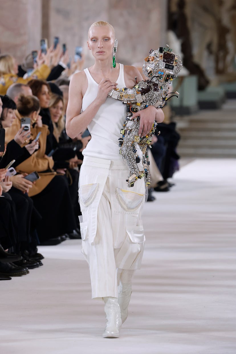 A model walks the runway during the Schiaparelli Haute Couture Spring/Summer 2024 show. 