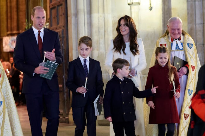 LONDON, ENGLAND - DECEMBER 08: Prince William, Prince of Wales, Prince George of Wales, Prince Louis...