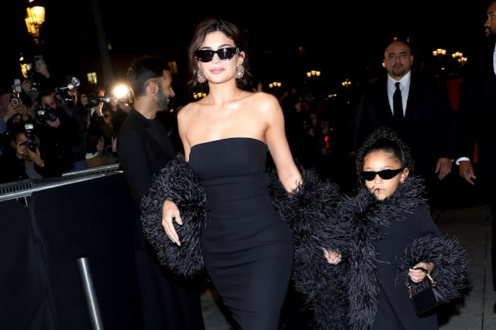 PARIS, FRANCE - JANUARY 24: Kylie Jenner and Stormi Webster attend the Valentino Haute Couture Sprin...