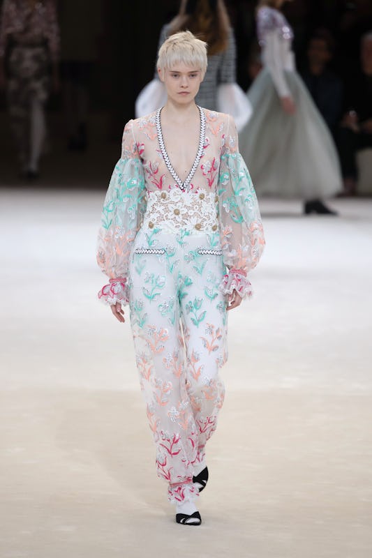 A model walks the runway during the Chanel Haute Couture Spring/Summer 2024 show. 