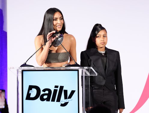 BEVERLY HILLS, CALIFORNIA - APRIL 23: (L-R) Kim Kardashian and North West speak onstage during The D...