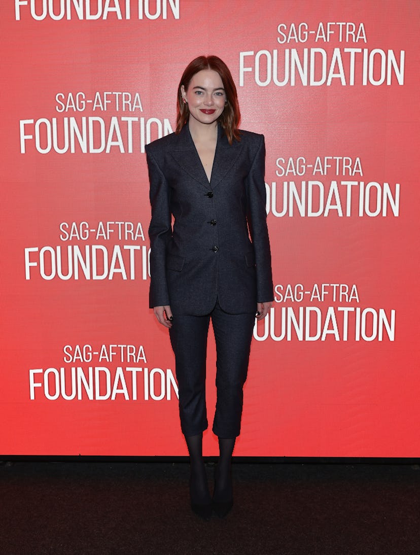 Emma Stone's gray suit
