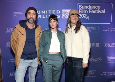 Andy Zuchero, Kristen Stewart and Sam Zuchero at the Variety Sundance Cover Party, Presented by Unit...