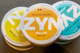 Zyn smokeless nicotine pouches at the Swedish Match AB concept store in central Stockholm, Sweden, o...