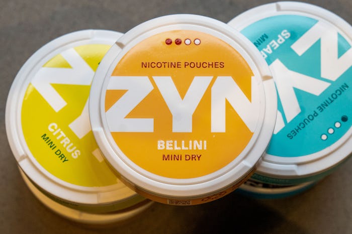 Zyn smokeless nicotine pouches at the Swedish Match AB concept store in central Stockholm, Sweden, o...