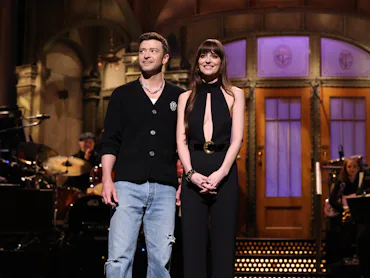 SATURDAY NIGHT LIVE -- Episode 1854 -- Pictured: (l-r) Musical guest Justin Timberlake and host Dako...