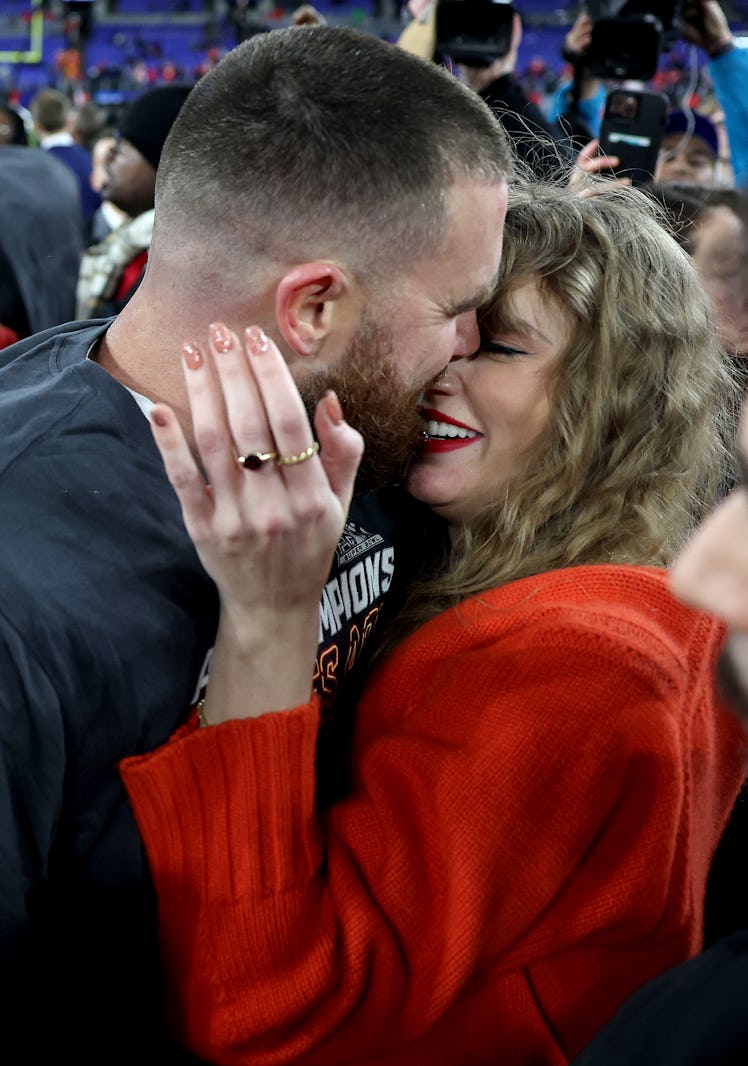 Travis Kelce and Taylor Swift after AFC Championship