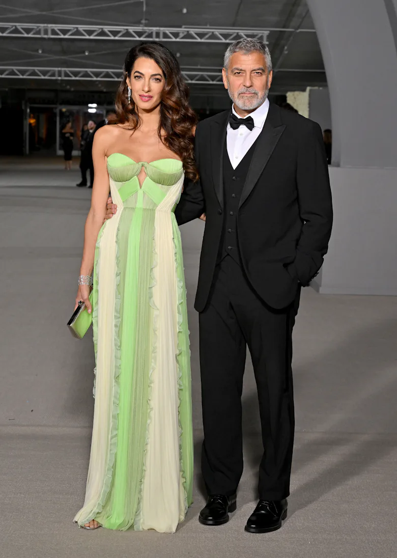 amal clooney dress designer Amal Clooney Shines in a Pearl-Beaded Gown at the Tony Awards