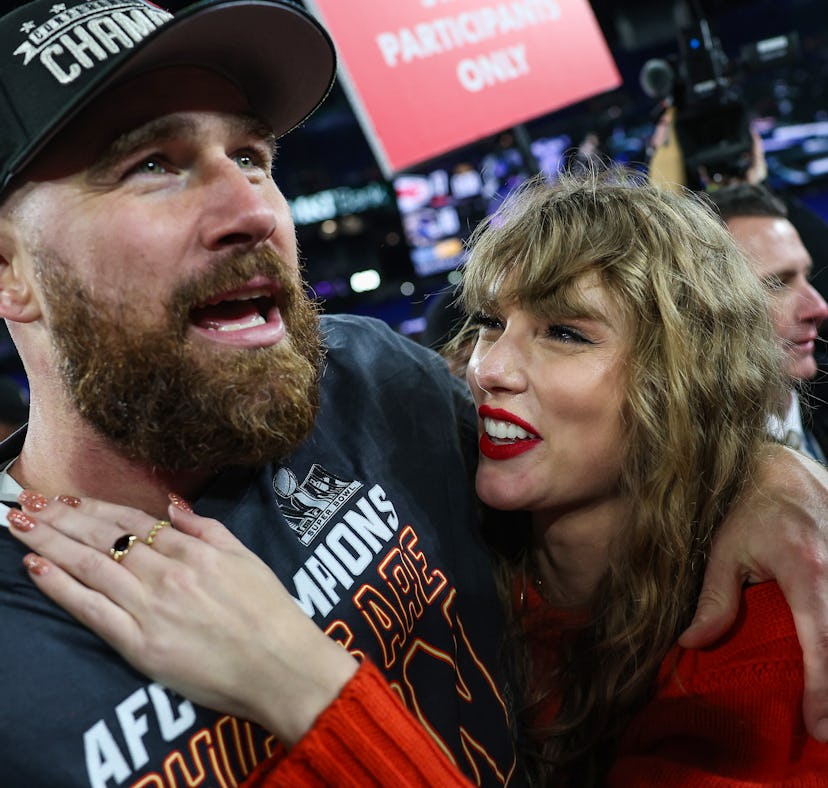 Travis Kelce and Taylor Swift after AFC Championship