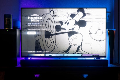 AUSTIN, TEXAS - JANUARY 02: In a photo illustration, an episode of Disney's Steamboat Willie that wa...