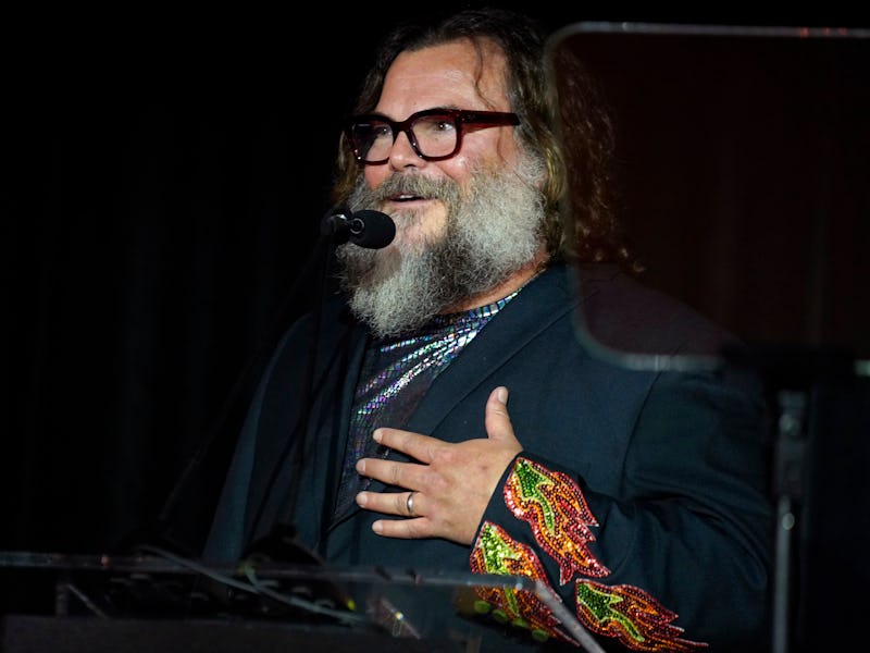 LOS ANGELES, CALIFORNIA - NOVEMBER 17: Jack Black speaks onstage during The Skatepark Project Gala a...