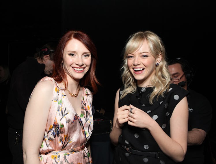 Bryce Dallas Howard and Emma Stone were at CinemaCon on March 29, 2011 in Las Vegas, Nevada.