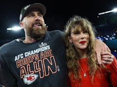 Travis Kelce and Taylor Swift after AFC Championship