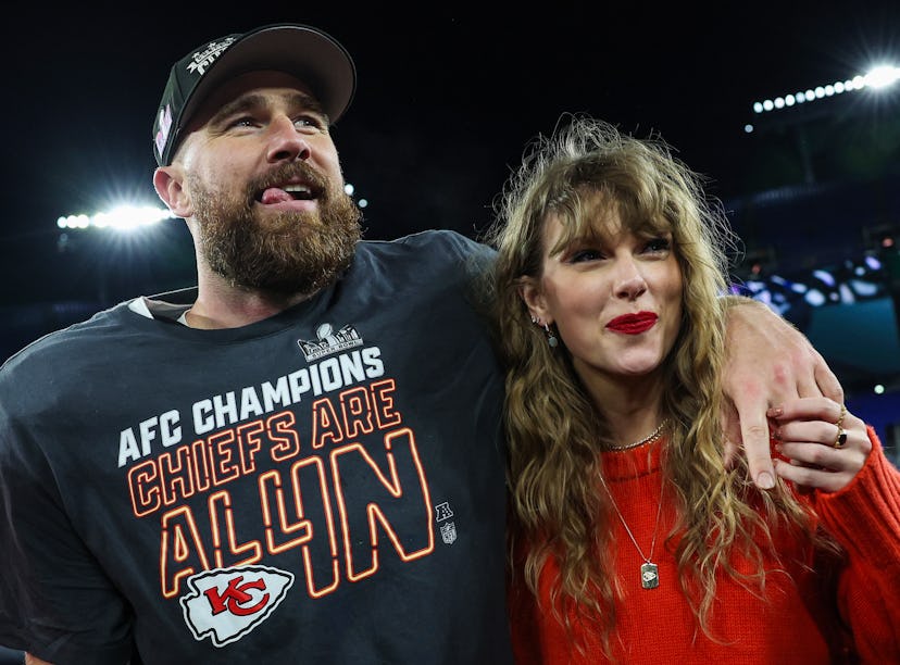 Travis Kelce and Taylor Swift after AFC Championship