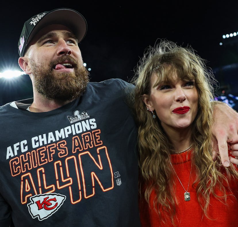 Travis Kelce and Taylor Swift after AFC Championship