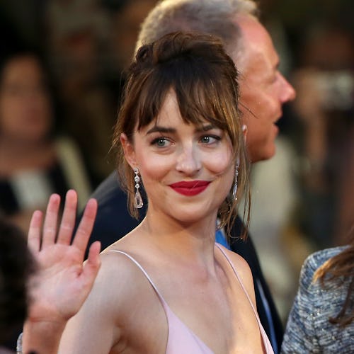 Dakota Johnson red lipstick