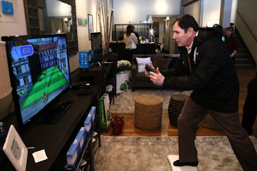 PARK CITY, UT - JANUARY 17:  (EXCLUSIVE COVERAGE) Richard Kind gets his hands on Wii Fit U while at ...